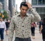 Men's Hand-Drawn Leaf Print Casual Shirt Stylish Wear